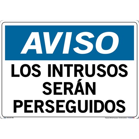 Vestil Vinyl Label Sign, 14-1/2" Height, 20-1/2" Width, Vinyl Label, Rectangle, Spanish SI-N-40-E-LB-011-S